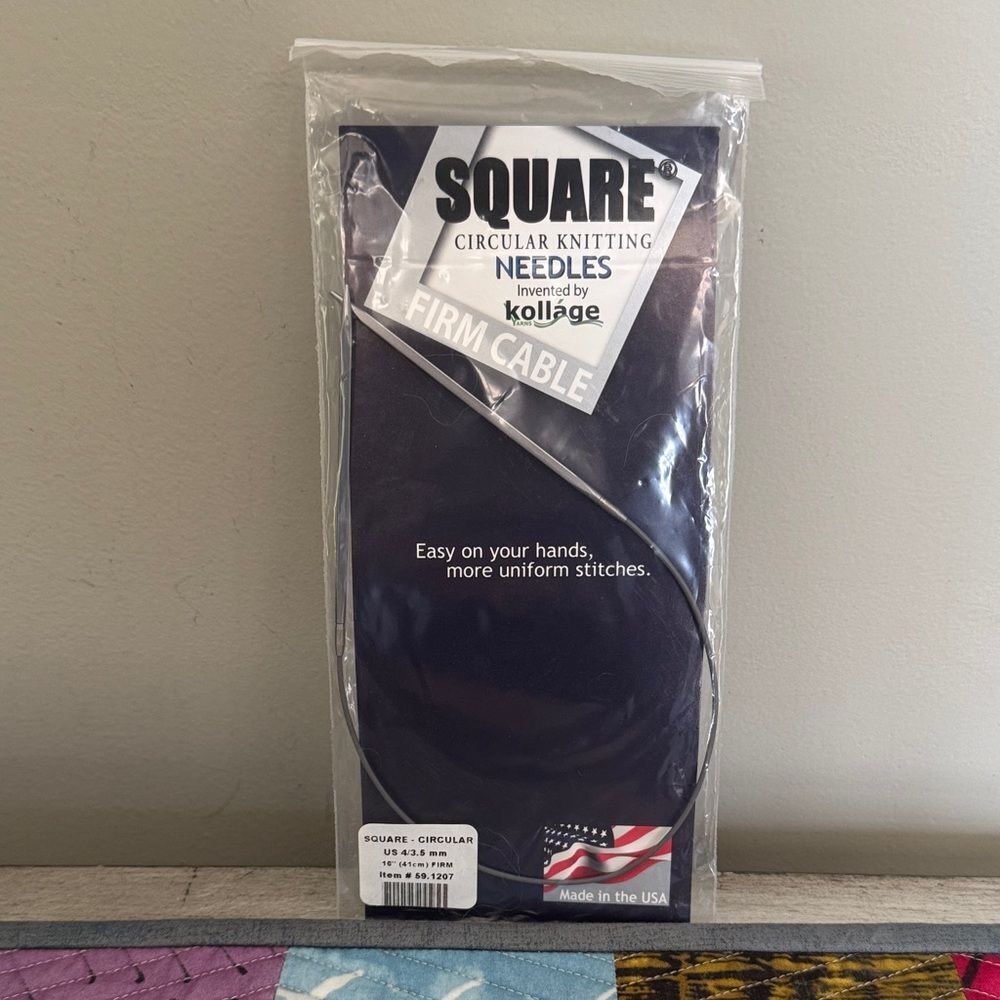 Square Circular Knitting Needles by Kollage US sz 4 (3.5mm) With Firm Cable